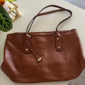 RADLEY LONDON Chestnut Brown Leather Tote with Signature Charm
